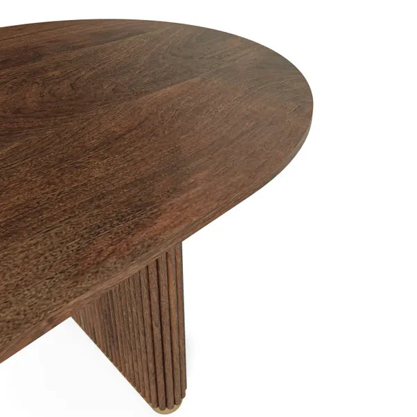 Lucas Black Mango Fluted Oval Dining Table