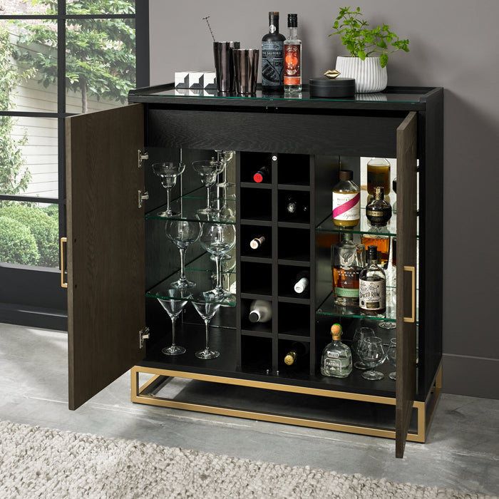 Athena Fumed Oak Drinks Cabinet