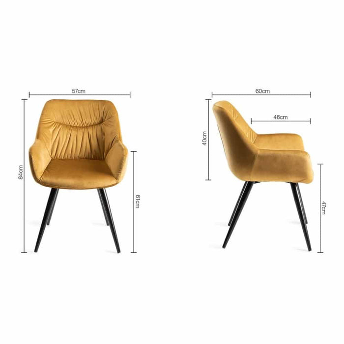 Dali - Velvet Fabric Chairs with Sand Black Powder Coated Legs (3 Colour options)