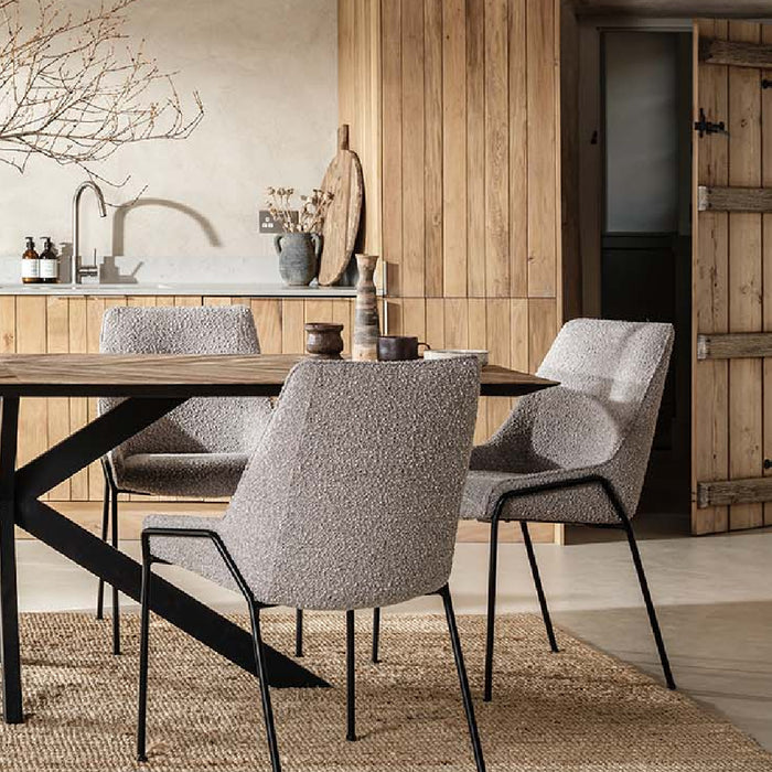 Anna  Grey Boucle Dining Chair