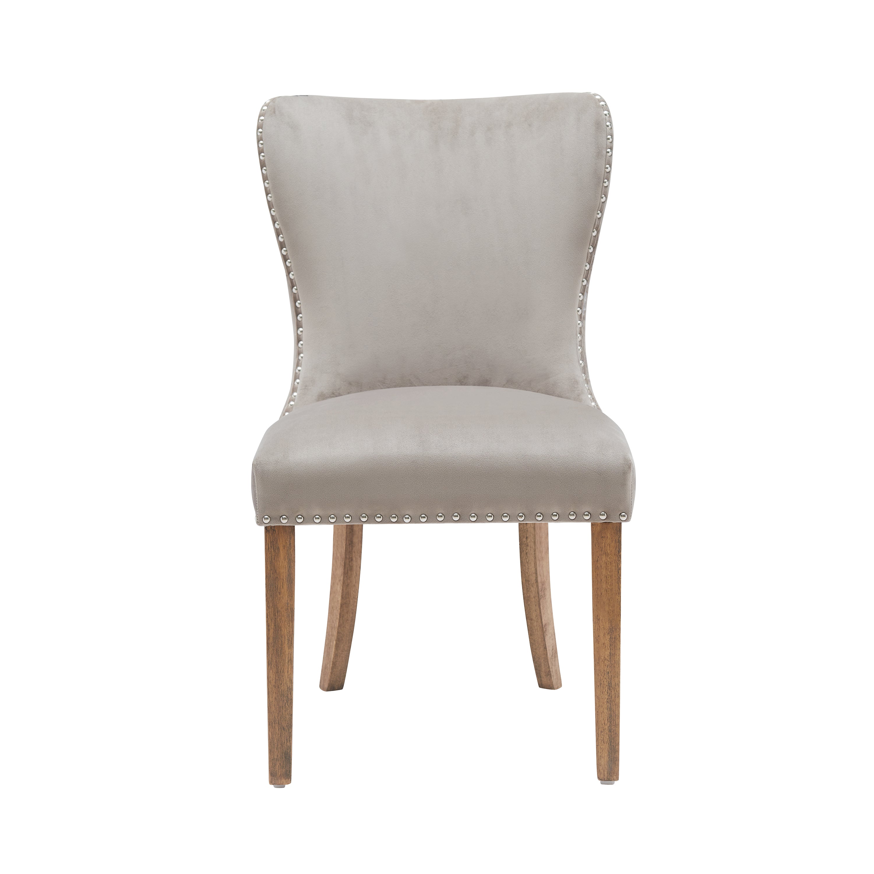 Button Back Taupe velvet dining chair