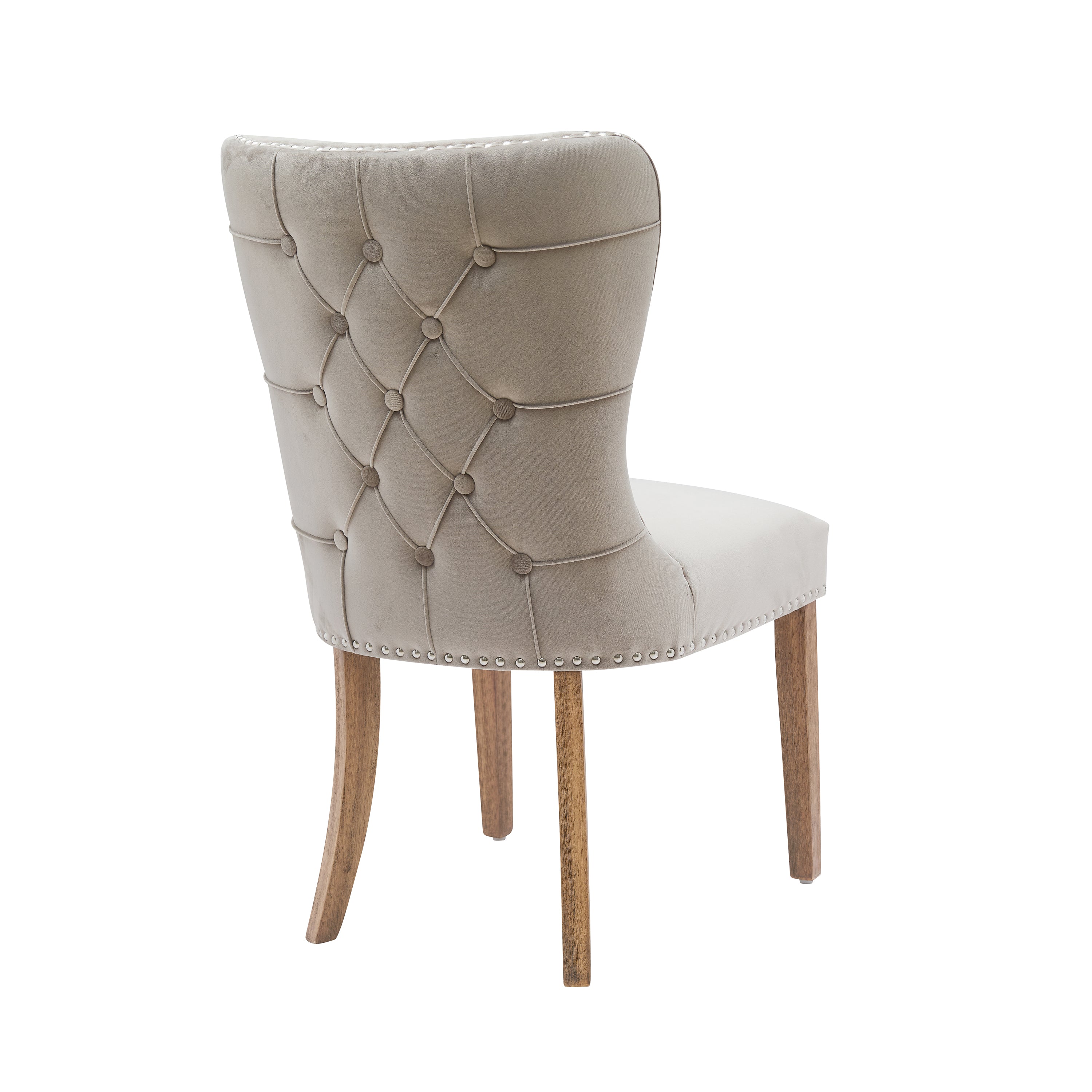 Button Back Taupe velvet dining chair