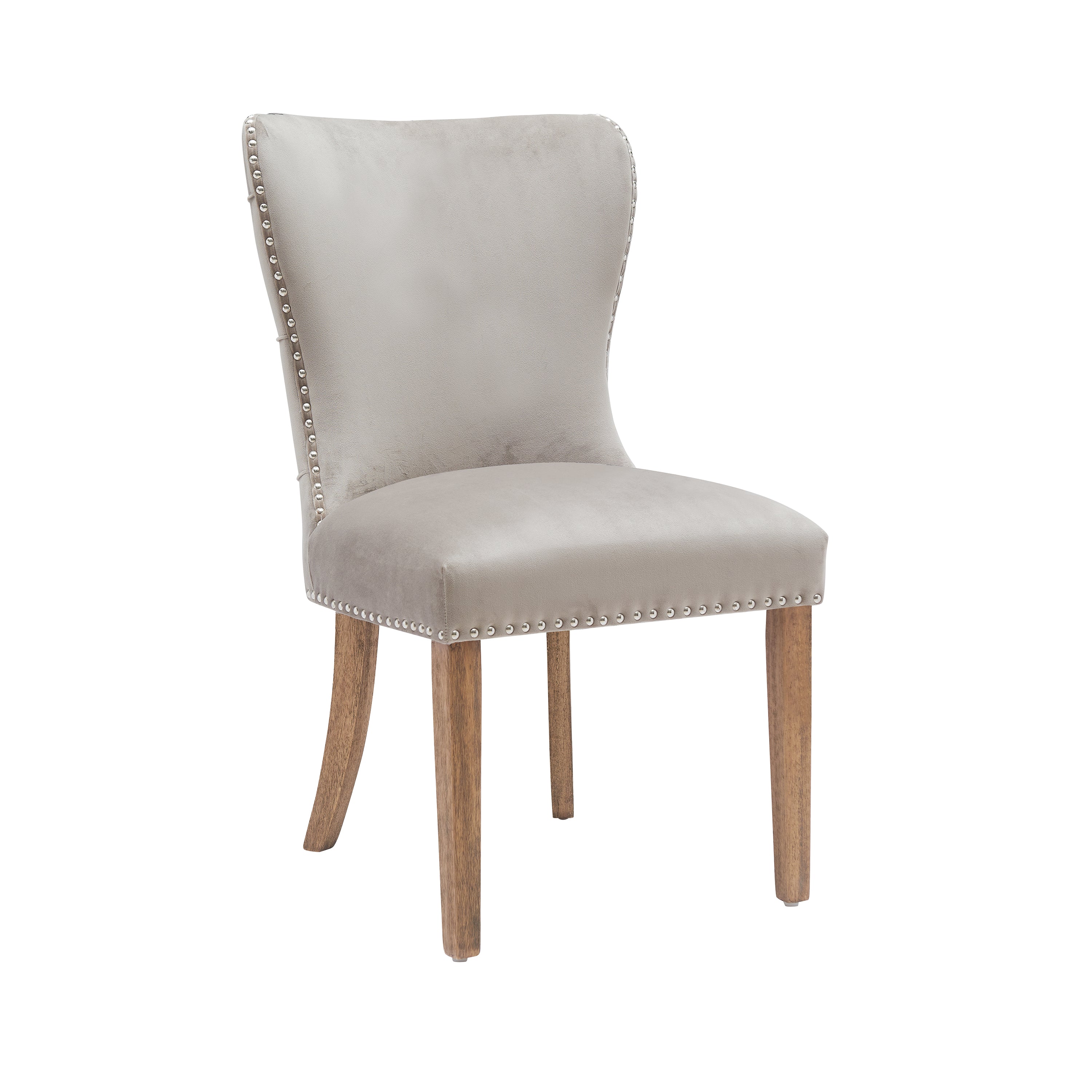Button Back Taupe velvet dining chair