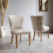 Button Back Taupe velvet dining chair