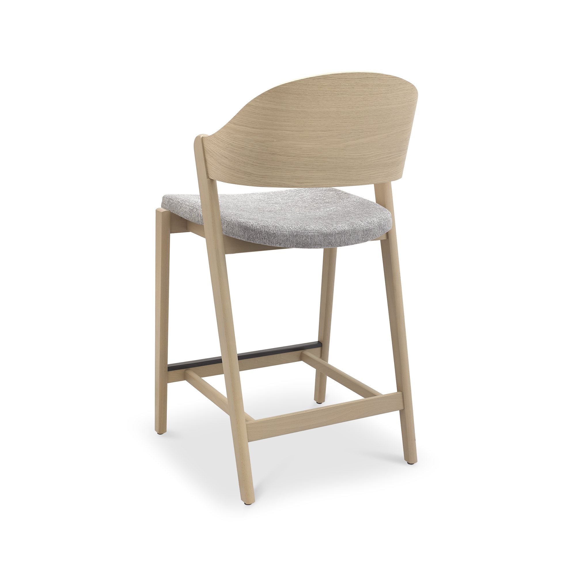 Vega Scandi Oak Bar Stool in Grey Fabric