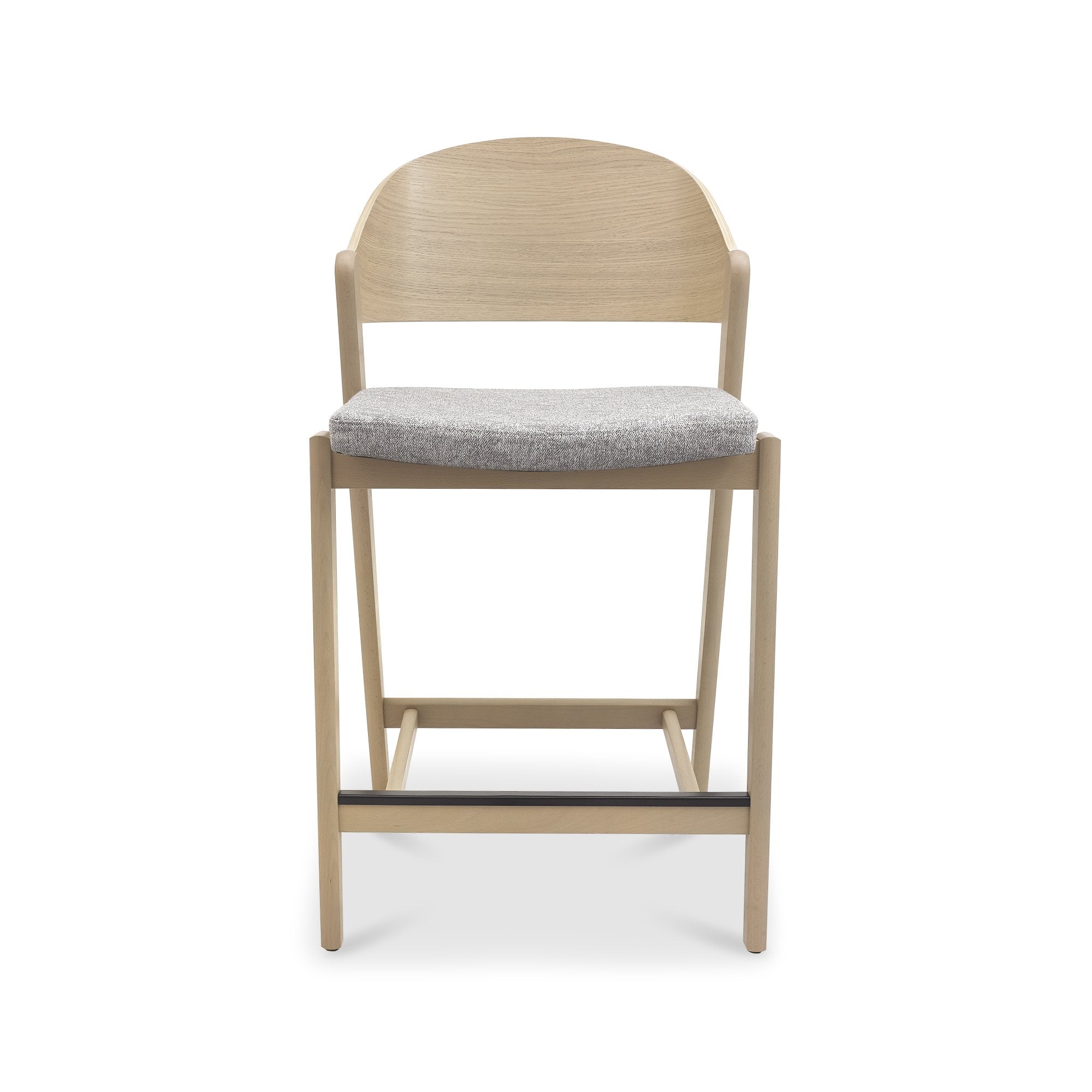 Vega Scandi Oak Bar Stool in Grey Fabric