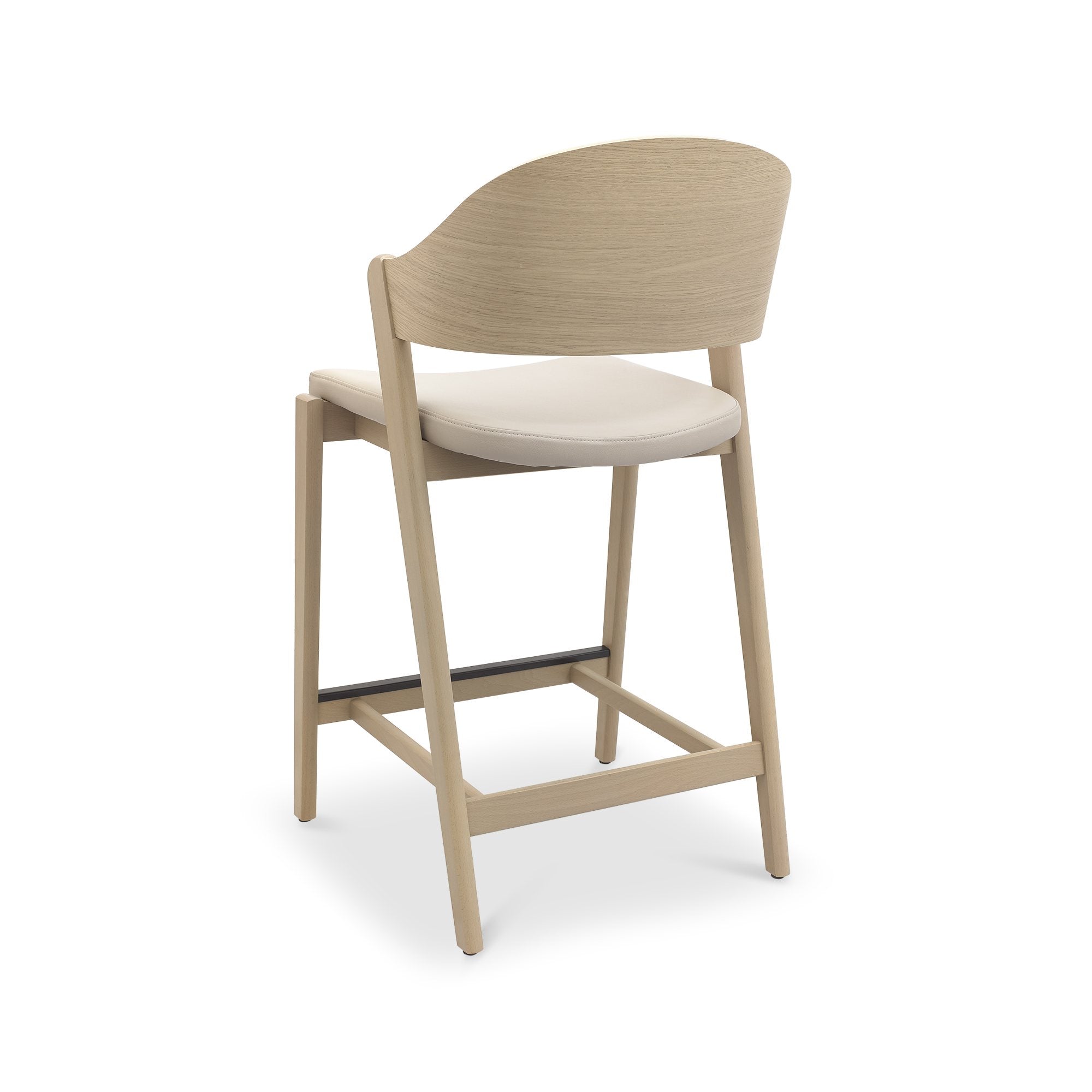 Vega Scandi Oak Bar Stool in Ivory Bonded Leather