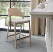 Vega Scandi Oak Bar Stool in Ivory Bonded Leather
