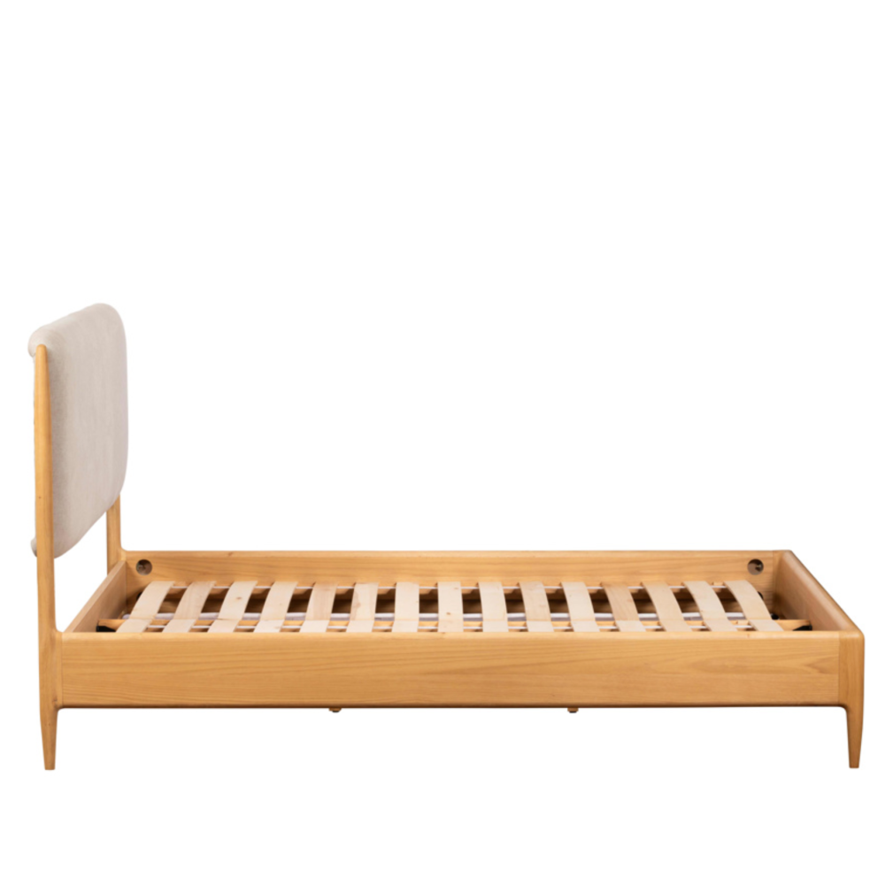 G-PLAN WINCHESTER OAK BEDSTEAD WITH UPHOLSTERED HEADBOARD
