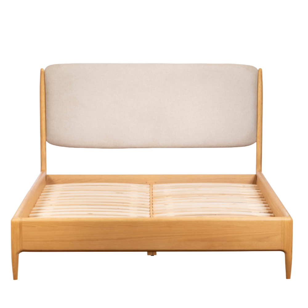 G-PLAN WINCHESTER OAK BEDSTEAD WITH UPHOLSTERED HEADBOARD