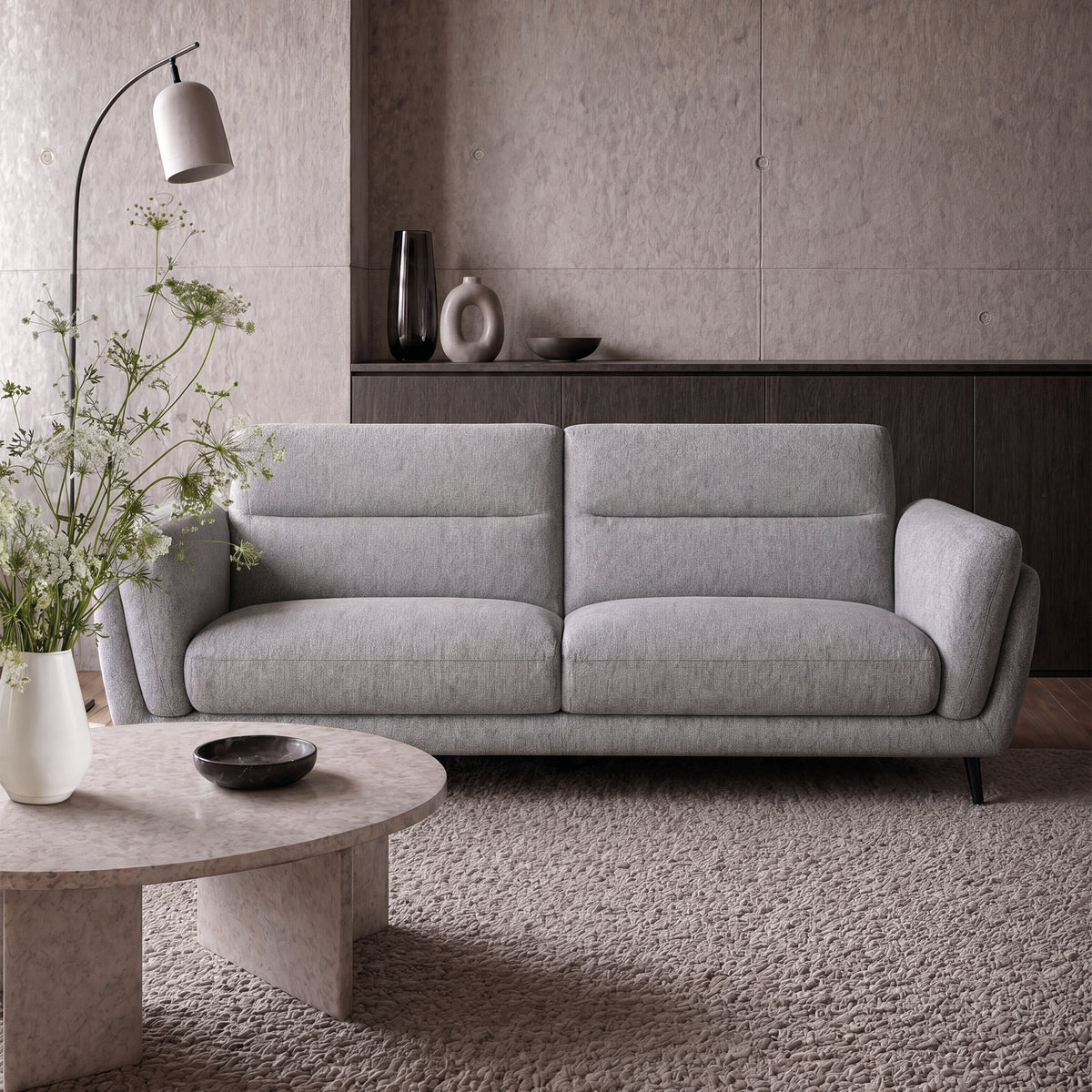 Mara - 3 Seater Sofa in Light Grey