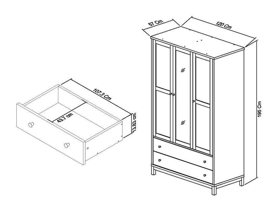 Atlanta Oak Triple Wardrobe