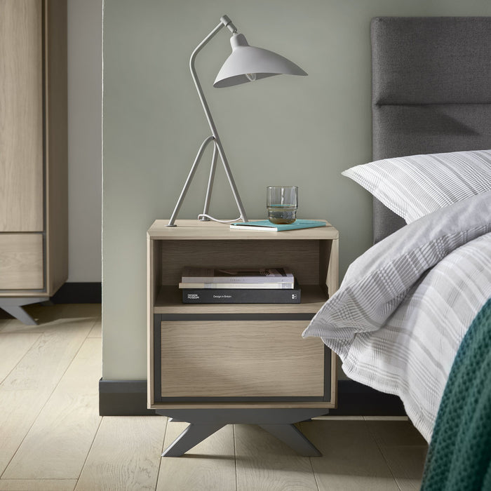 Brunel Scandi Oak & Dark Grey 1 Drawer Nightstand