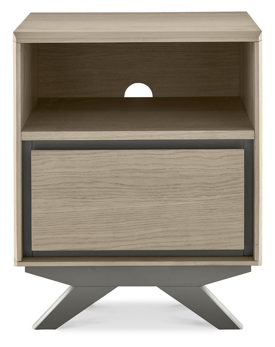 Brunel Scandi Oak & Dark Grey 1 Drawer Nightstand