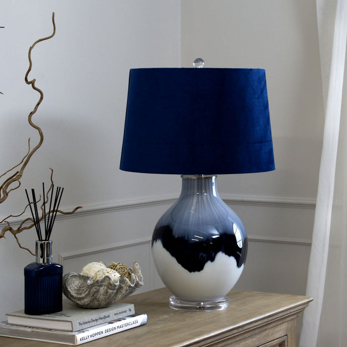 Ice Shadows Table Lamp With Navy Blue Lampshade