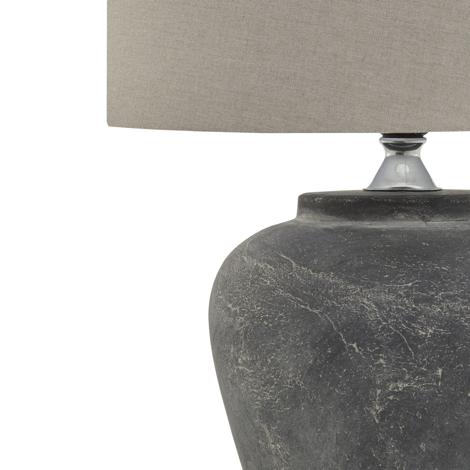 Amalfi Grey Round Table Lamp With Linen Shade