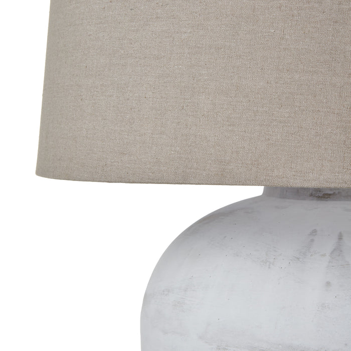 Athena Aged Stone Tall Table Lamp With Linen Shade