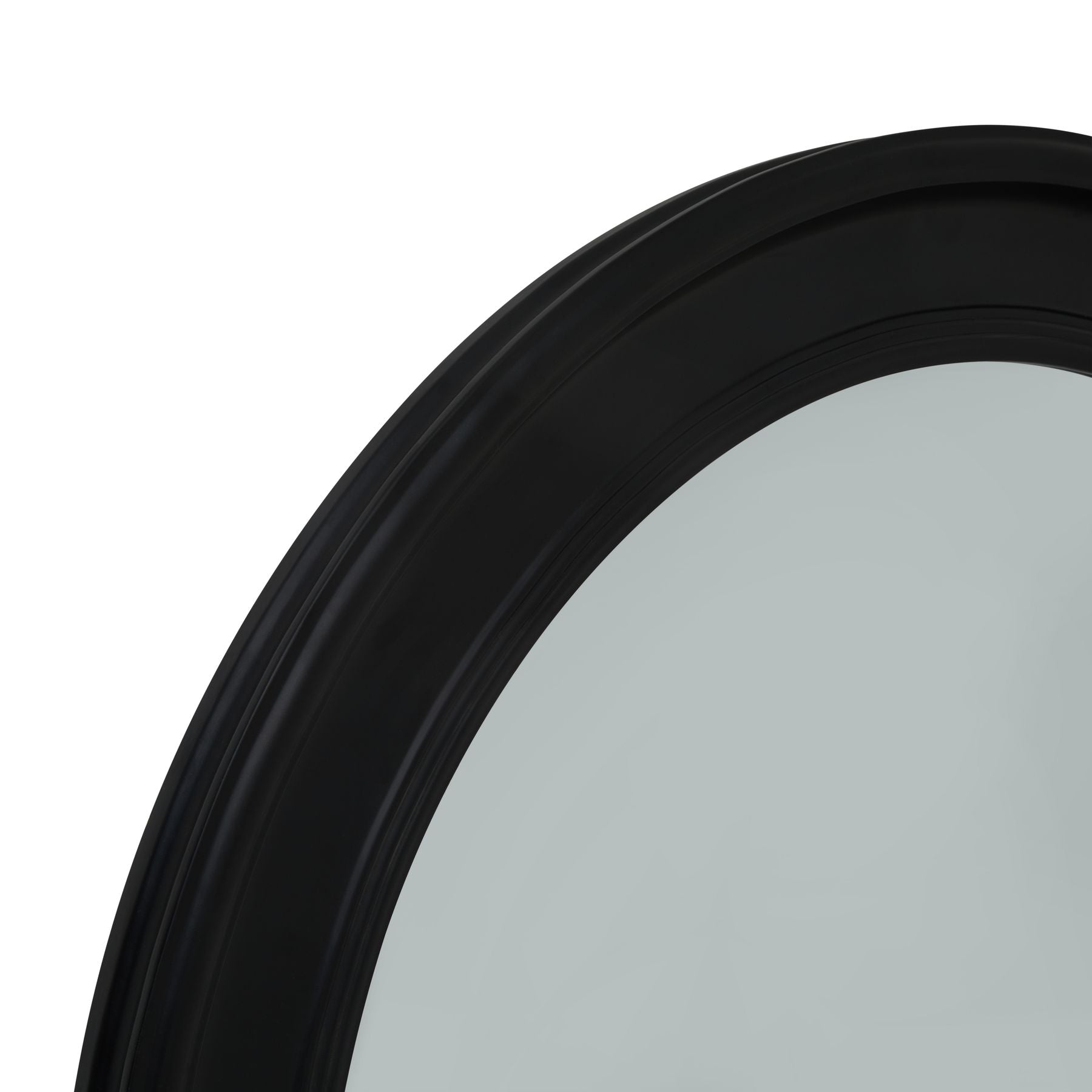 Black Wood Round  Framed Mirror