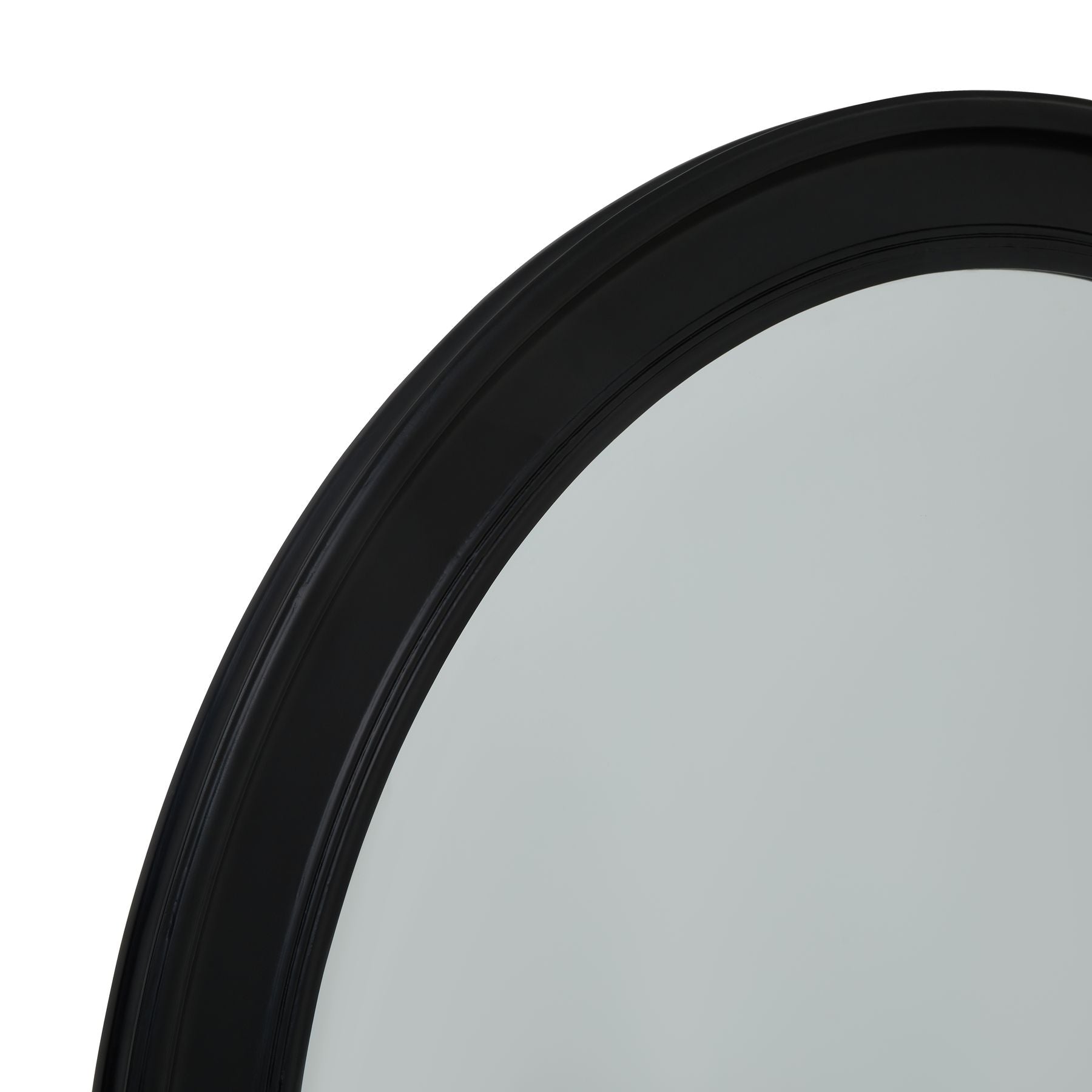 Black Wood Round Large Framed Mirror