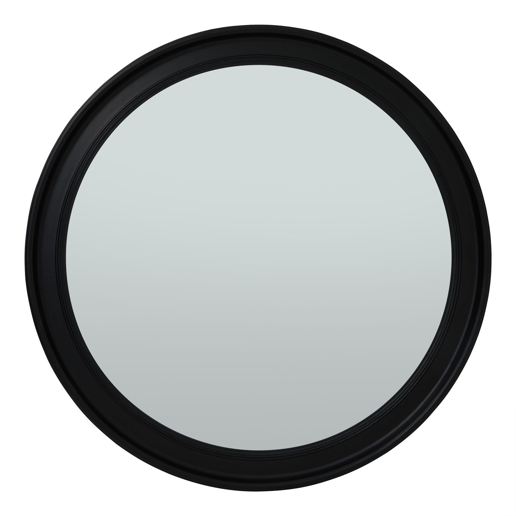 Black Wood Round Large Framed Mirror