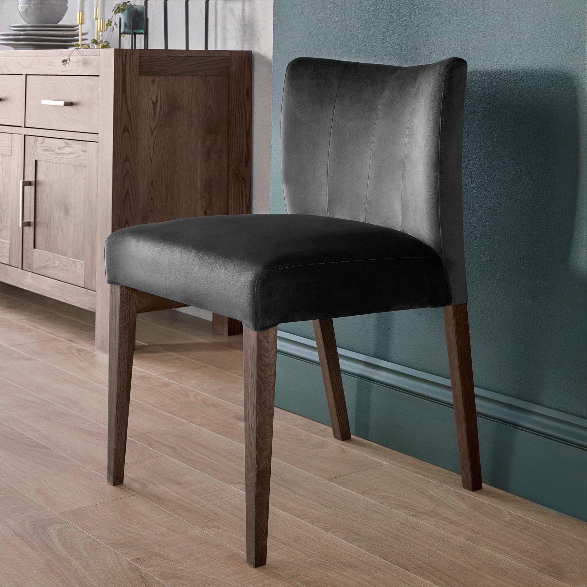 Turin Dark Oak Low Back Upholstered Chair -