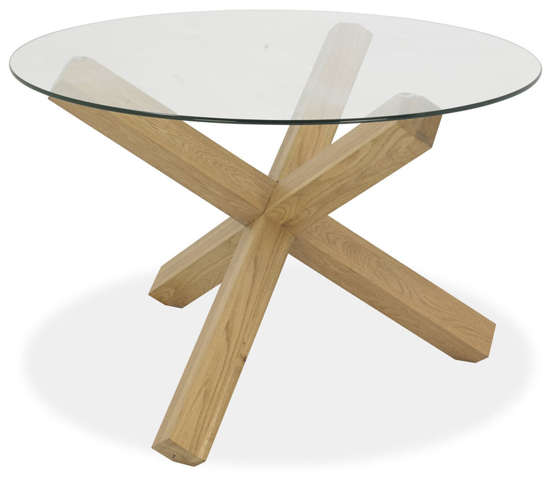 Lyon oak Glass top round table