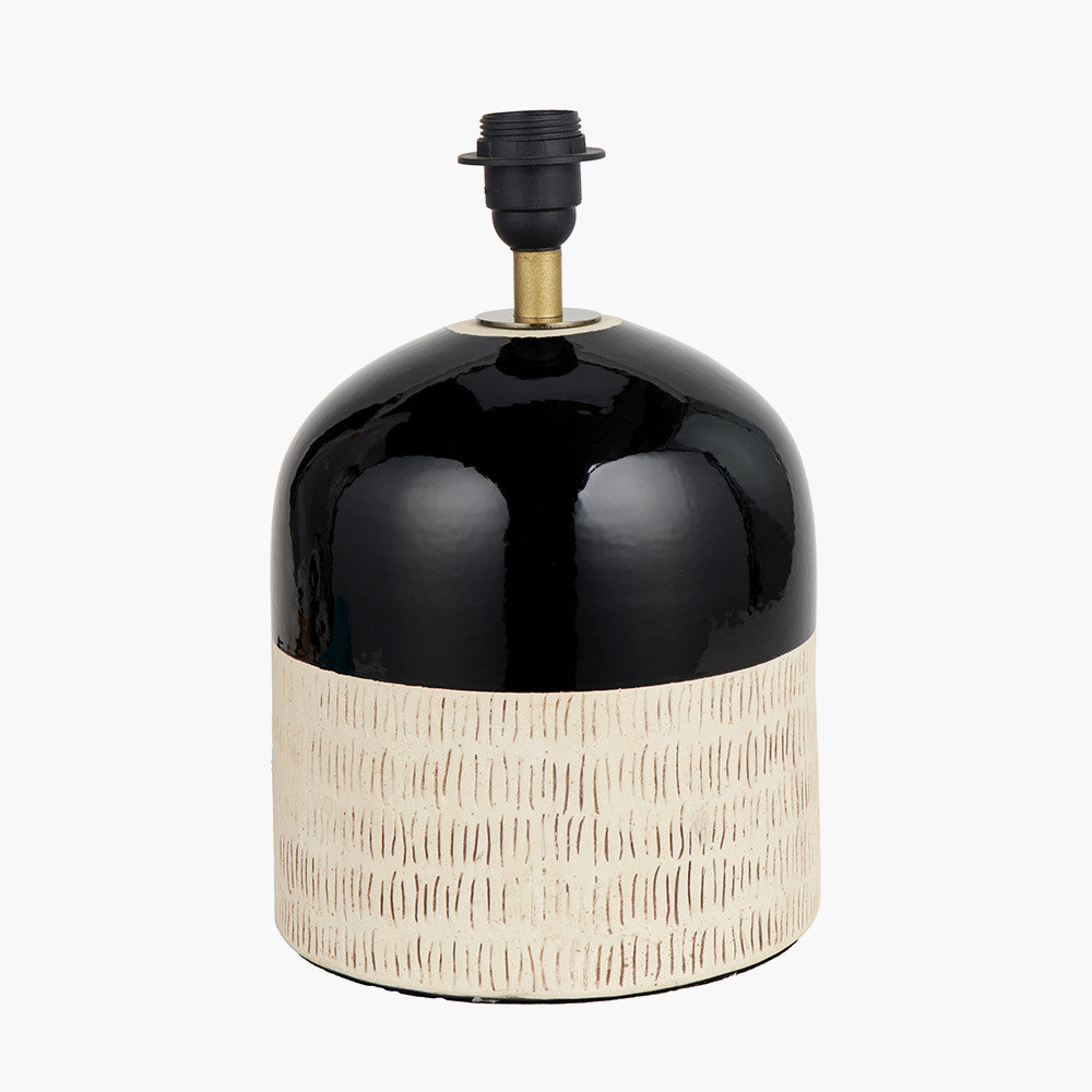 Black and Natural Stoneware Table Lamp/shade