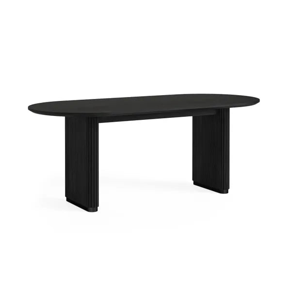 Lucas Black Mango Fluted Oval Dining Table