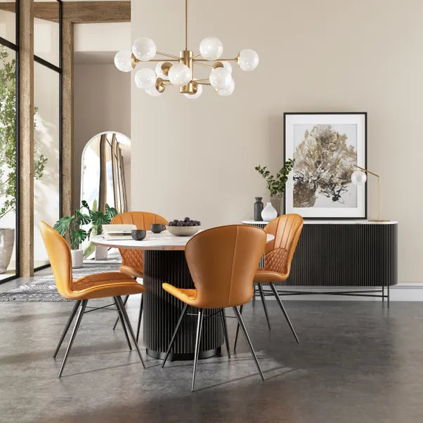 Lucas Black  Mango Round Fluted Dining Table