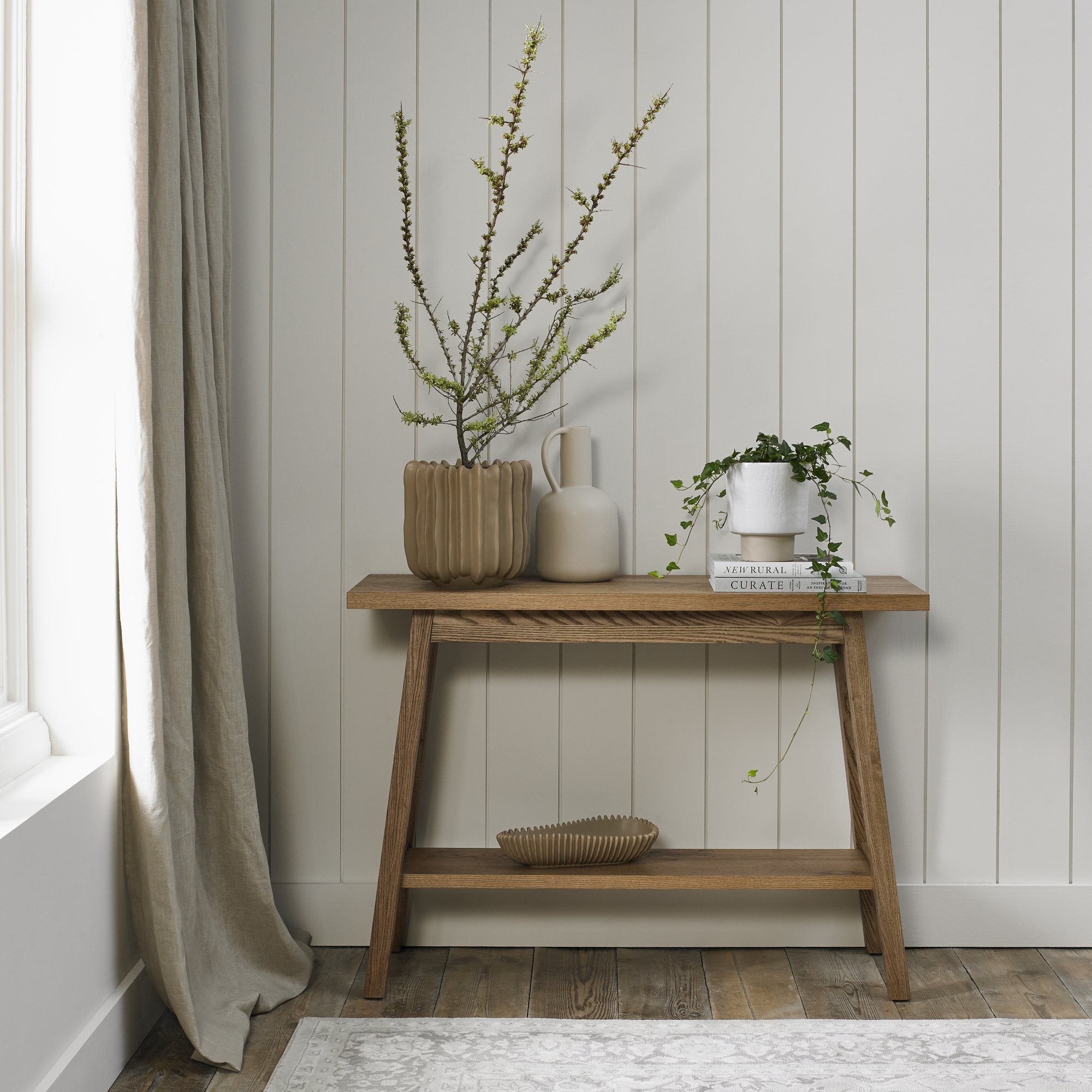 Camden Weathered Oak & Peppercorn Console /hall Table