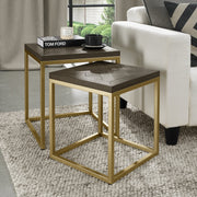 Athena Fumed Oak Nest of Lamp Tables