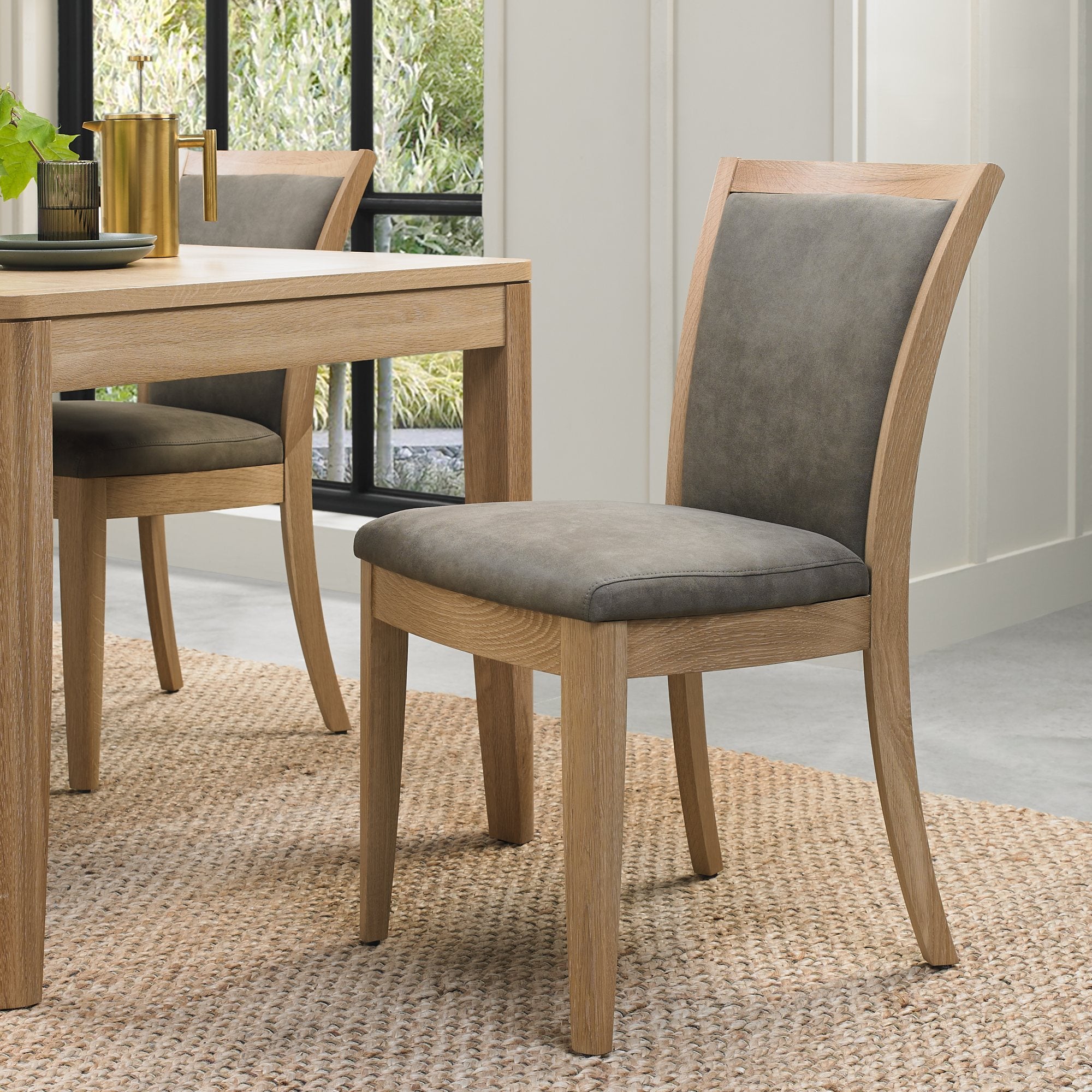 Chester Oak Upholstered Chair - Mocha Fabric