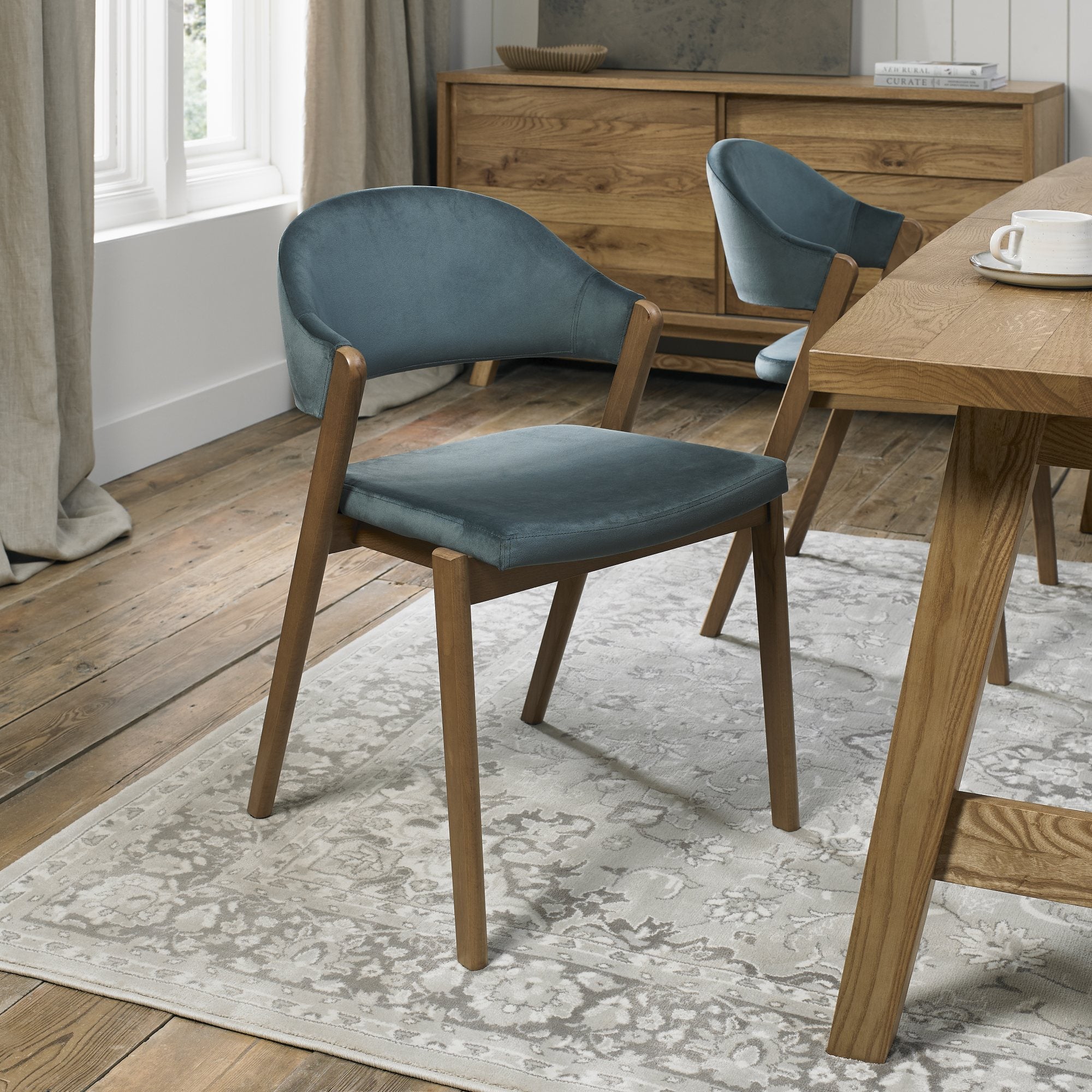 Camden Rustic oak Upholstered Dining chair