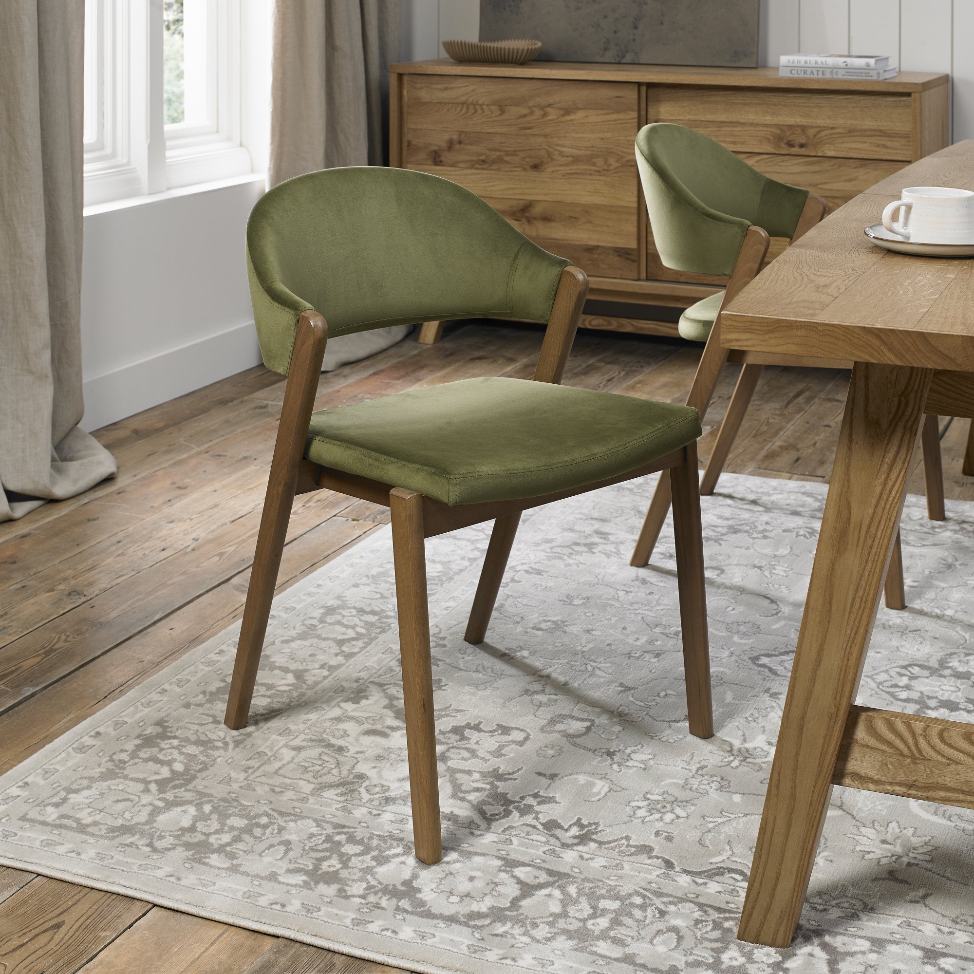 Camden Rustic oak Upholstered Dining chair