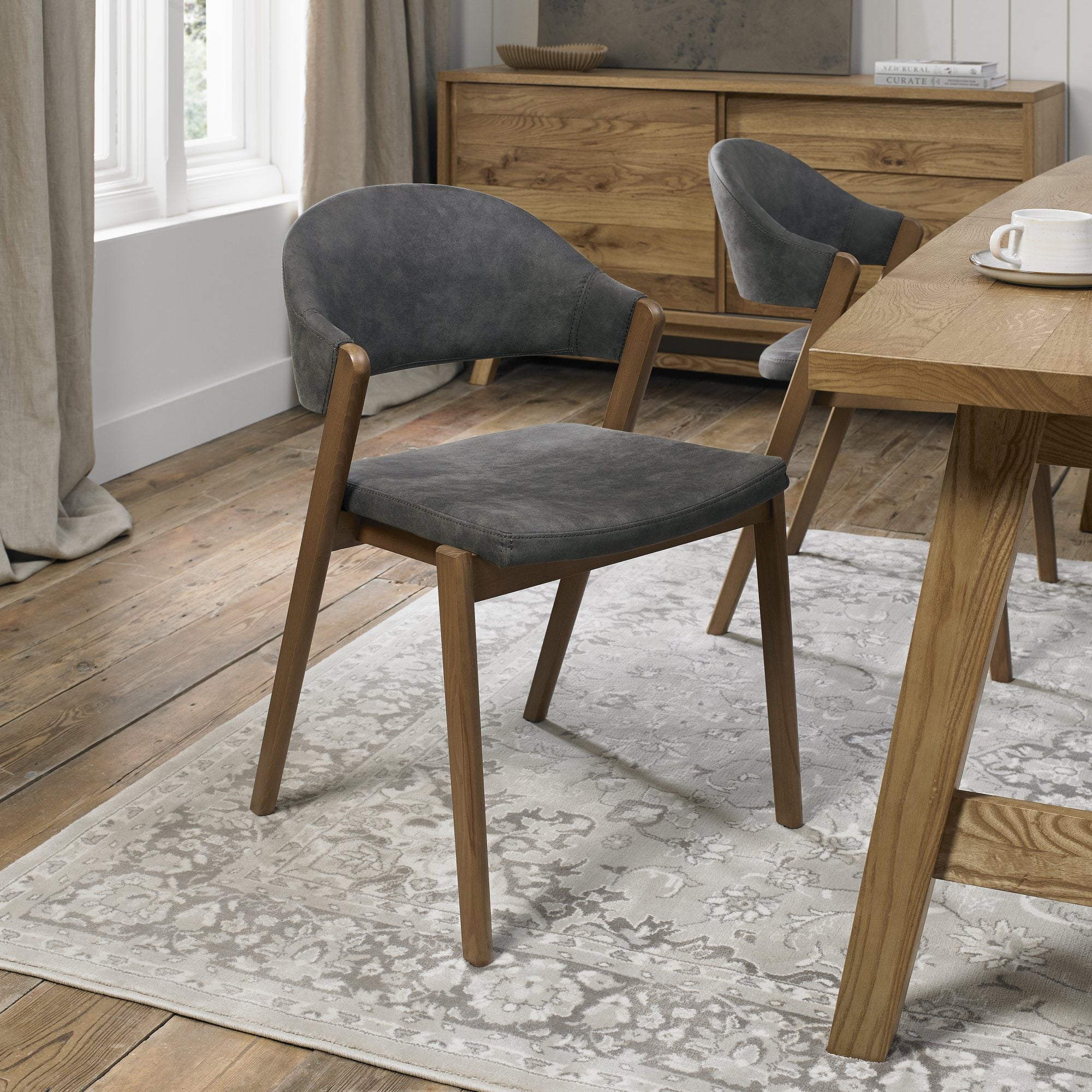 Camden Rustic oak Upholstered Dining chair