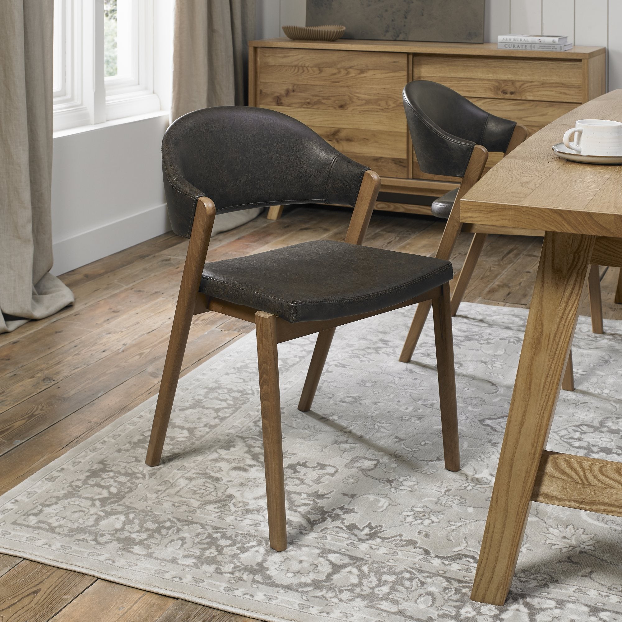 Camden Rustic oak Upholstered Dining chair