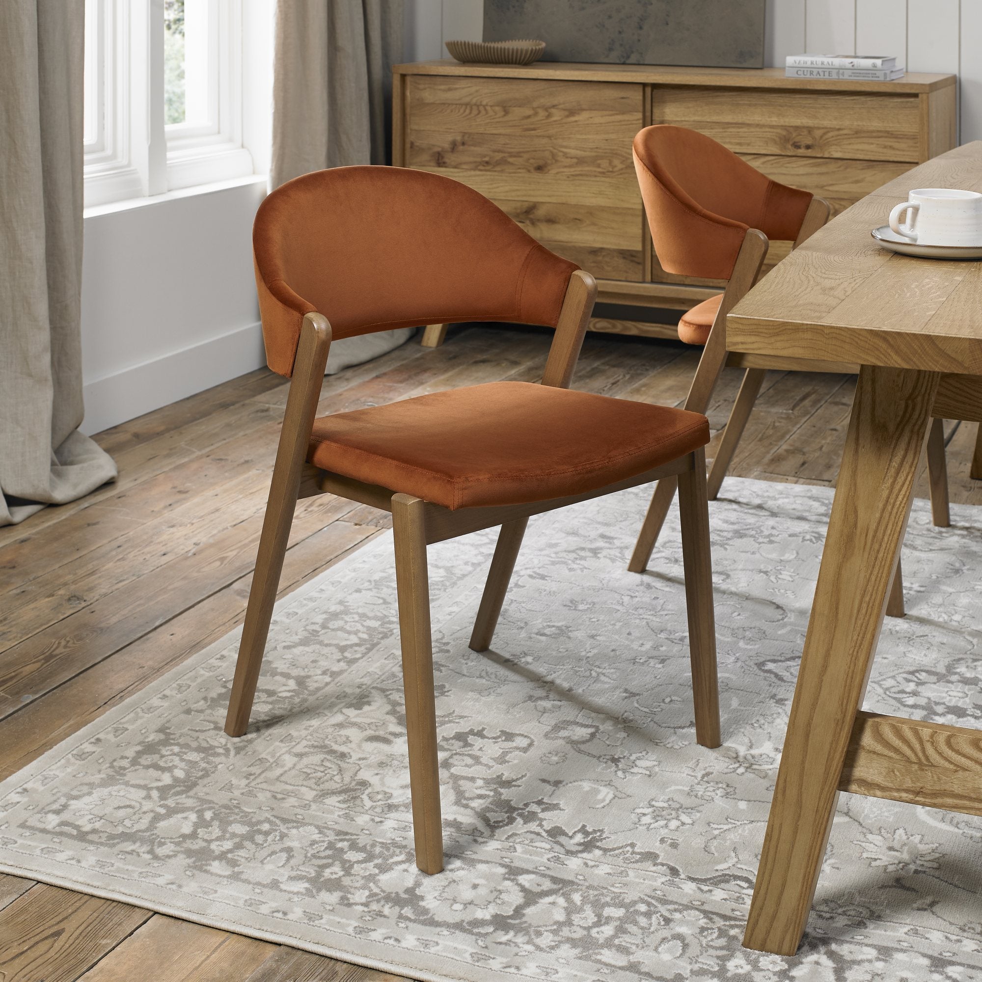 Camden Rustic oak Upholstered Dining chair