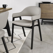 Camden Upholstered Dining Chair with arms Wethered oak
