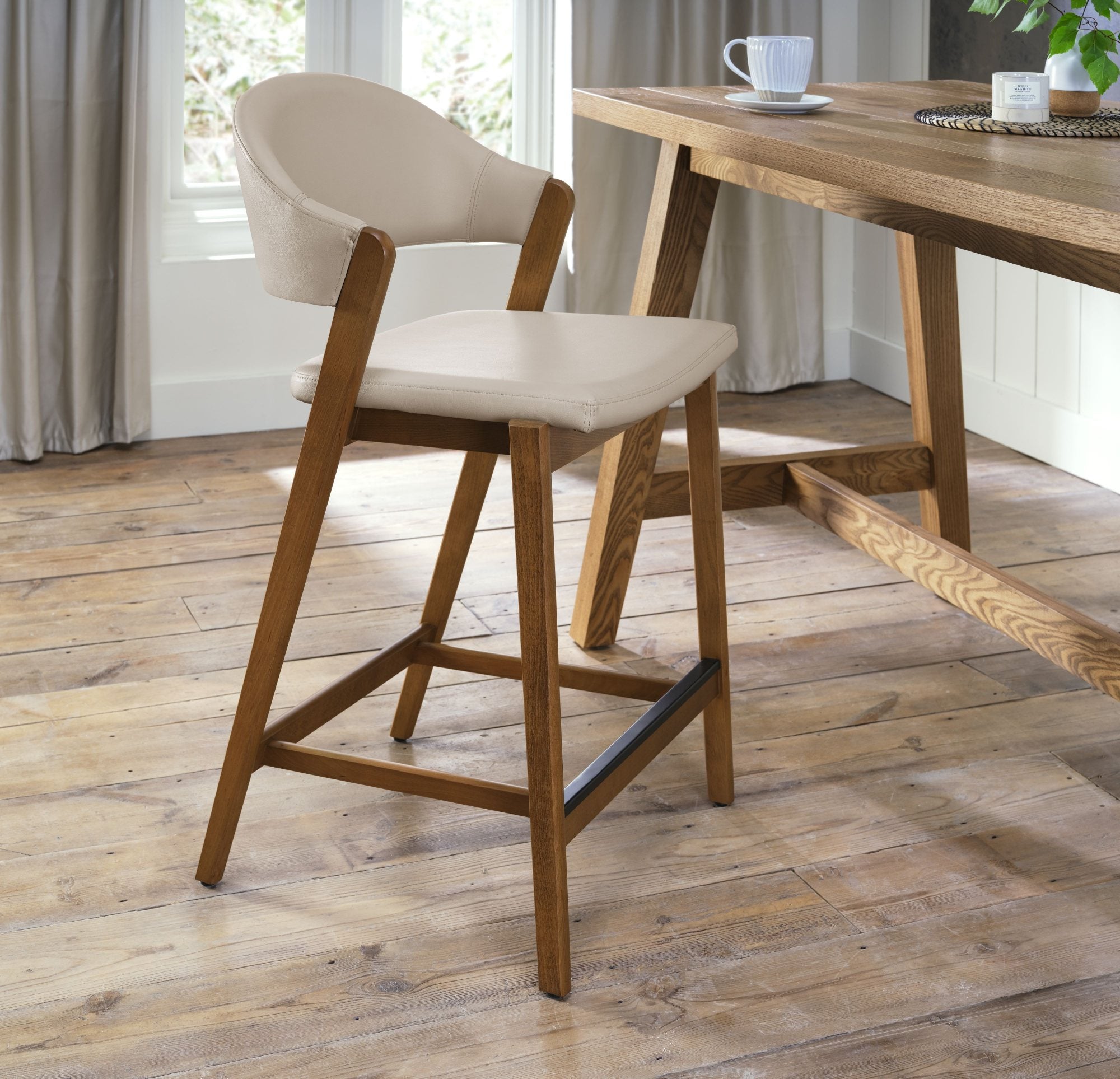 Camden Rustic Oak Upholstered Bar Stool