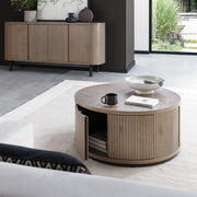 Vega Grey Oiled Oak & Peppercorn Round Coffee Table