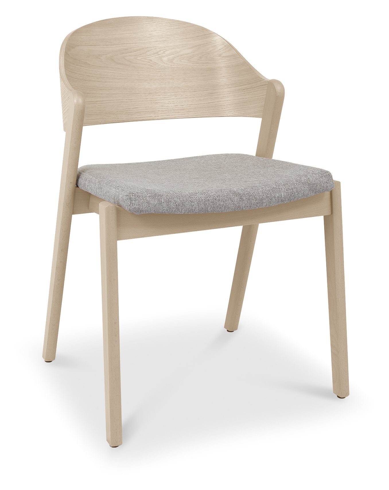 Vega Scandi Oak Ply Back Chair - Grey Fabric