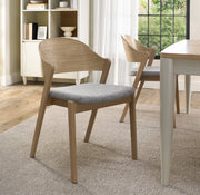 Vega Scandi Oak Ply Back Chair - Grey Fabric