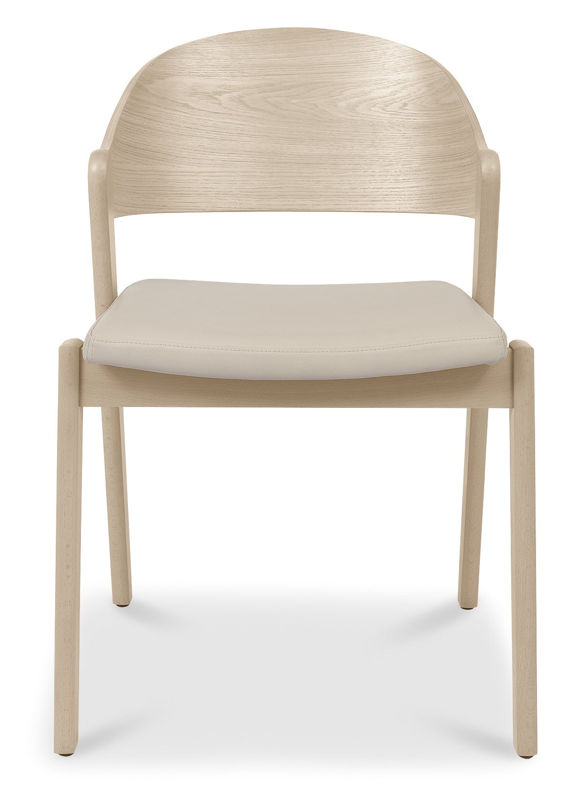 Vega Scandi Oak Ply Back Chair - Ivory Bonded Leather