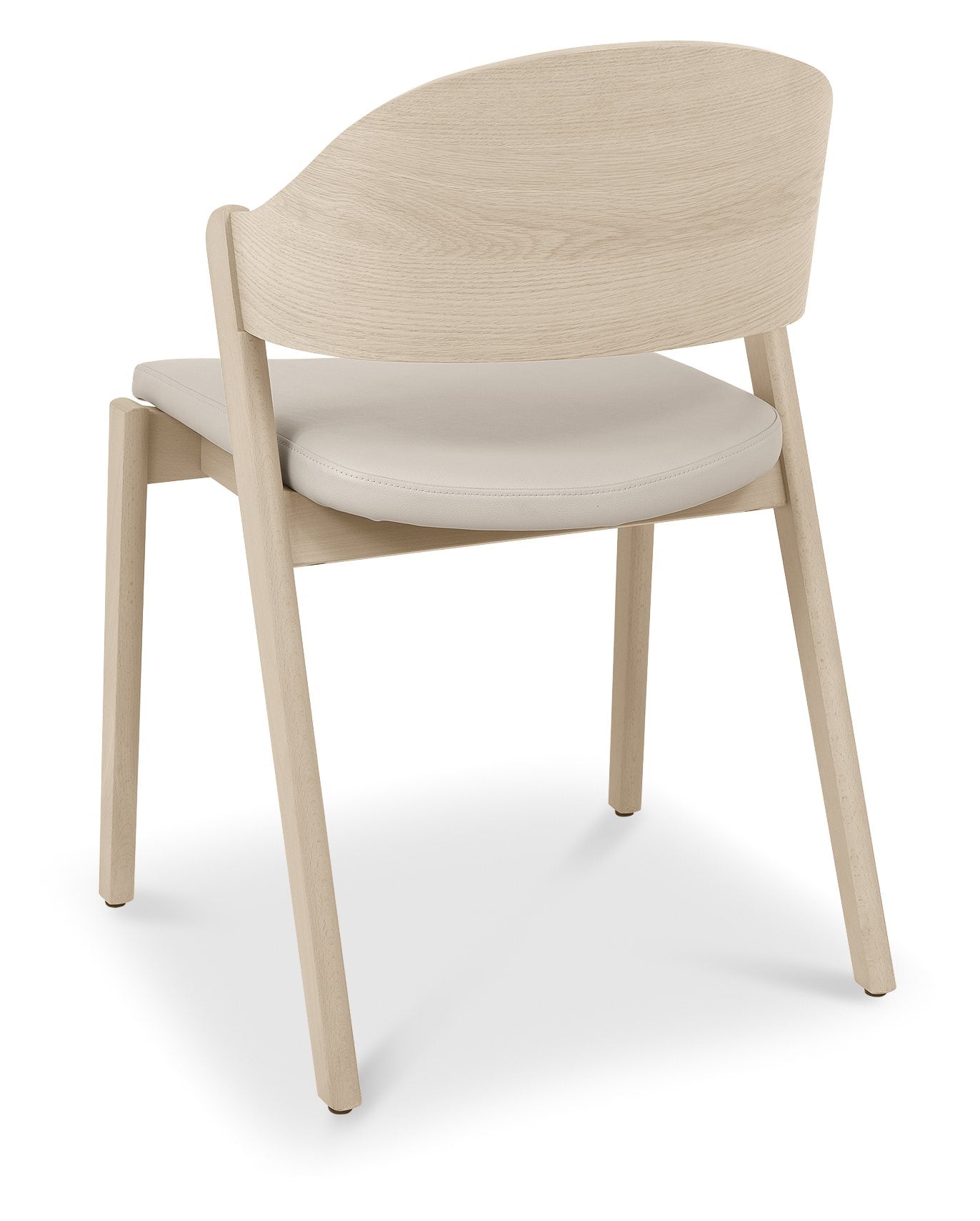Vega Scandi Oak Ply Back Chair - Ivory Bonded Leather