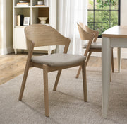 Vega Scandi Oak Ply Back Chair - Ivory Bonded Leather