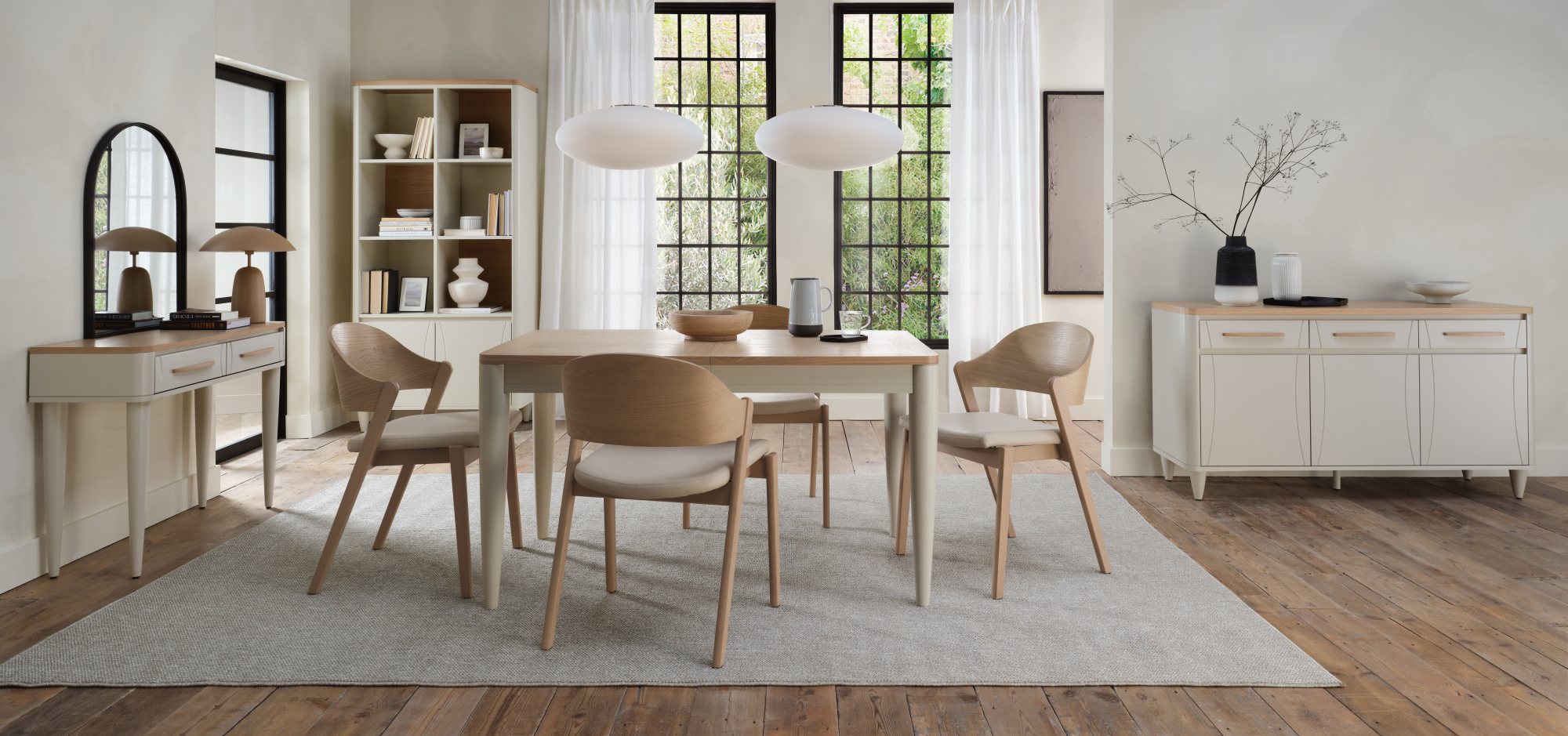 Vega Scandi Oak Ply Back Chair - Ivory Bonded Leather