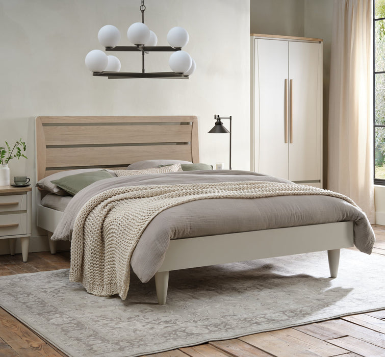 Larsen Scandi Oak & Soft Grey Slatted Bedstead Kingsize 150cm