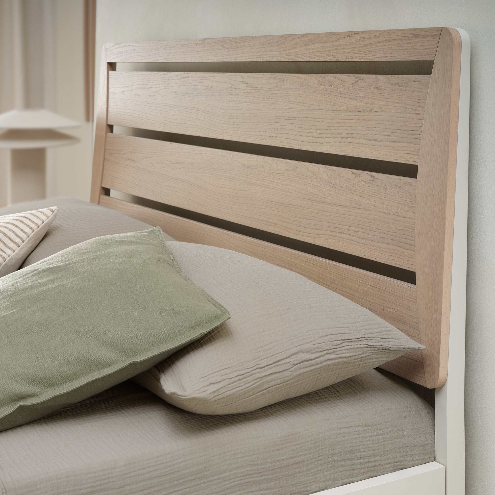 Larsen Scandi Oak & Soft Grey Slatted Bedstead Kingsize 150cm
