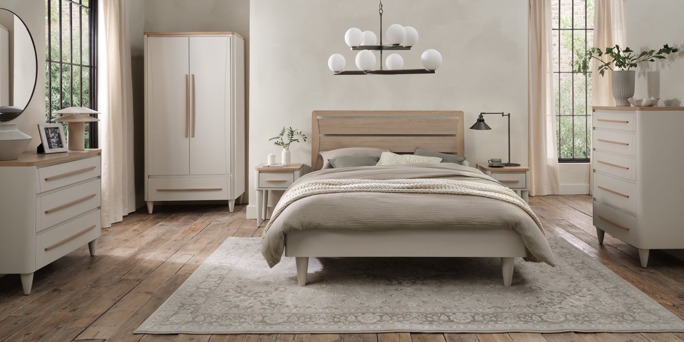 Larsen Scandi Oak & Soft Grey Slatted Bedstead Double 135cm