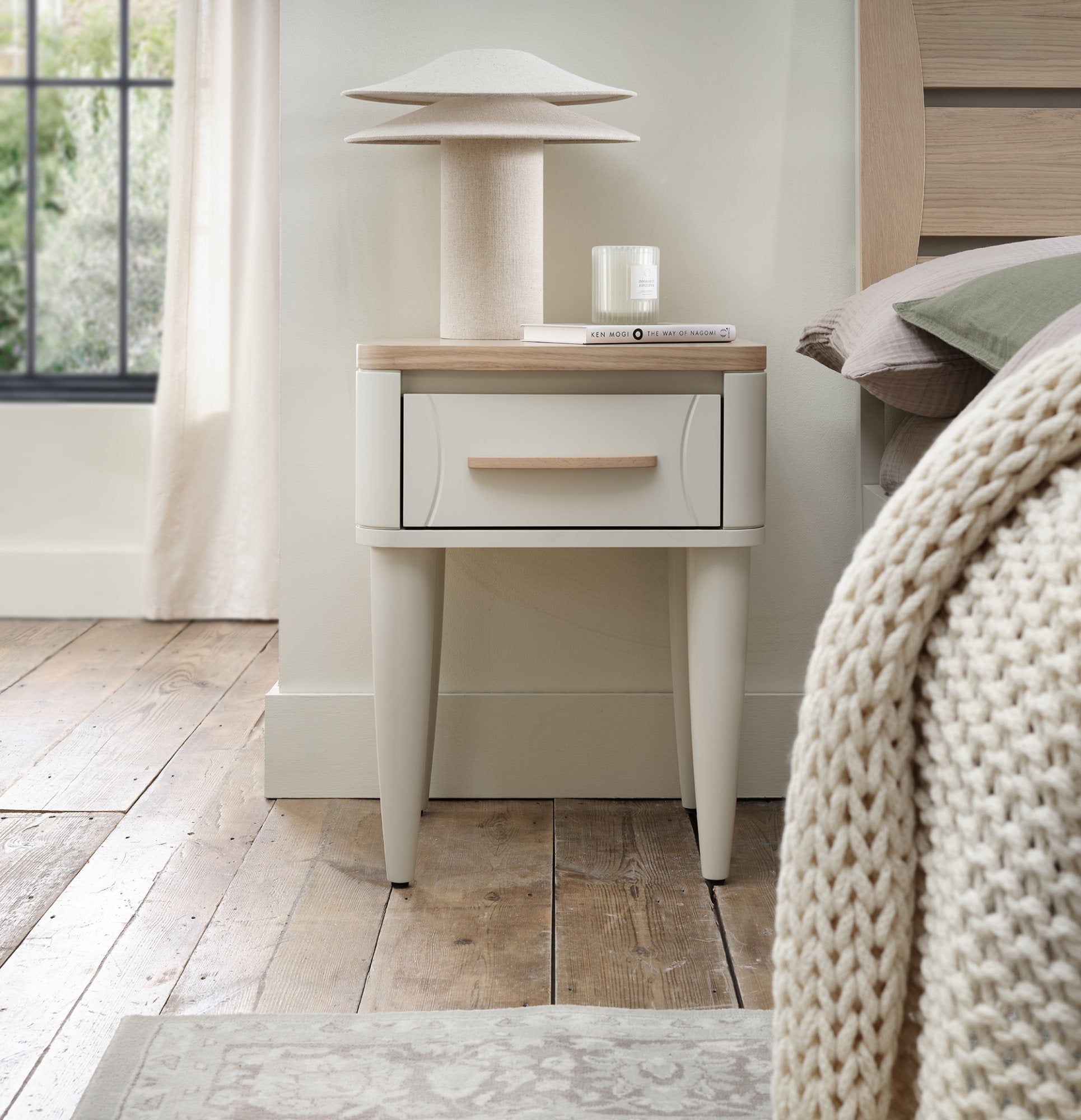 Larsen Scandi Oak & Soft Grey 2 Drawer Nightstand New!! (Clearance)